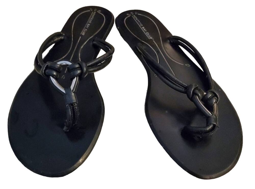 Vintage Montego Bay Club Y2K Black Strappy Slip On Sandals 9.5 Wide